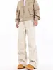 Calça Jeans Plissada para Trabalho Masculina, Calça Reta Solta de Perna Larga Estilo Americano High Street, Calça Casual Paratrooper Versátil da Moda