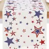 Camino de mesa Amazon transfronterizo nuevo americano del 250º Día de la Independencia con rayas de acuarela y estrellas para mesa de cocina comedor festiva