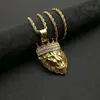 Explosiones Transfronterizas Europeas y Americanas Hip-hop HIPHOP Joyería Acero de Titanio Chapado en Oro Corona de Diamantes Cabeza de León Colgante Collar