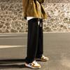 Pantalones vaqueros azul claro para hombre, primavera y otoño, sueltos, rectos, casuales, estilo retro americano, pantalones anchos de calle con cordón.