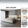 Cama de luxo leve estilo italiano, couro genuíno de alta qualidade, 1,8 x 2m, cama de casal para quarto principal 1,5m, cama moderna minimalista de casamento, cama de arte em couro