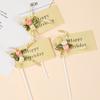 Inserto de tarjeta de flores con lazo inglés, adorno decorativo para tarta de cumpleaños de celebridades de Internet, accesorios para insertar tarjetas de flores de diosas.