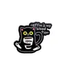 Broche de Pintura Metálica con Forma de Gato Transfronterizo Insignia Animal de Letra Inglesa Creativa Pin Versátil para Mochila Chaqueta