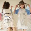 Camisola de Menina Verão Fina de Manga Curta Pijamas Fofos Infantis Verão Menina Desenho Animado Crianças Maiores Princesa Roupas de Casa