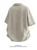 Camisa de Manga Corta Estilo Old Money para Hombre, Camisa Lavada Imitación Lino Retro Americana, Top Casual de Verano Estilo Japonés Holgado