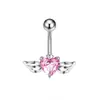 E-commerce transfronteiriço europeu e americano mais vendido Asas de anjo piercing de umbigo coração com zircônia asas anel de umbigo piercing joia Amazon