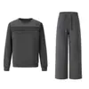 Conjunto Europeo y Americano para Mujer Otoño 2026 Top de Manga Larga con Cuello Redondo Pantalones Largos de Cintura Elástica Pierna Ancha Conjunto Casual