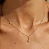 Colar de aço inoxidável com zircônia em formato de trevo, estilo europeu e americano, para mulheres, joia geométrica simples com microincrustação para clavícula