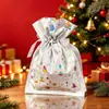 Bolsas de Regalo con Cordón de Halloween y Navidad de Venta Caliente Transfronterizas, Bolsas de Empaque con Cordón Navideño, Decoraciones Navideñas, Bolsas de Aluminio Láser