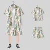 Camisa floral de manga corta, Ropa de playa de Hainan, Estilo hawaiano de Sanya, Conjunto de pantalones cortos finos de verano para hombre y pareja de viaje a Tailandia