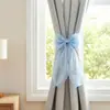 Amarrilhos de Cortina Estilo Laço Francês, Tiras de Gaze Azul, Cordas Decorativas Sem Furo, Acessórios de Fivela para Cortina