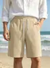 Cross-Border Wish Shorts Casuais de Sarja Amassada Masculino para Praia Verão Respirável Cordão Cintura Elástica Tamanho Grande Shorts Esportivos