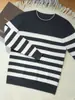 Nuevo Suéter de Cachemira Rayado de Cuello Redondo para Hombre Otoño e Invierno, Suéter Base de Punto Color Bloque Casual a la Moda, Ropa Interior Sencilla