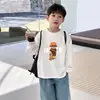 Camiseta de manga larga de algodón puro para niños, para primavera y otoño, camiseta interior para niños, top elegante con estampado de dibujos animados para niños mayores