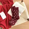 Calcetines de Lana Rojos para Mujer, Engrosados para Otoño e Invierno, Calcetines Cálidos de Media Pantorrilla, Estilo Coreano Retro, Calcetines Largos de Cachemir de Moda para Mujer