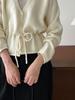 Suéter de punto Ns estilo coreano con cintura de cordón, cuello en V de lana para mujer, nuevo estilo de otoño, estilo perezoso, top suéter Ss769