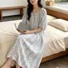 2026 Nuevo Vestido Camisón de Verano Fino de Algodón y Seda para Mujer, Se Puede Usar Afuera, Estilo Coreano de Gama Alta de Longitud Media