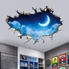 Comercio exterior transfronterizo pegatinas de pared tridimensionales que atraviesan la pared nubes luna paisaje pegatinas de pared decorativas para sala de estar fondo de pared removibles