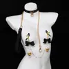 Set de collar y pinzas para pezones smT, con un lazo, juguetes de bondage, una cadena con cascabeles, pinzas para pezones y un dispositivo para el juego de pezones