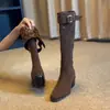 2026 Elegantes Botas de Caballero para Mujer Plegables de Moda, de Uso Bidireccional, con Hebilla de Cinturón Vintage, Delgadas que Sobrepasan la Rodilla