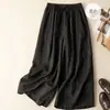 Pantalones culotte cortos de algodón y lino drapeados, nuevos pantalones de verano para mujer 2026, finos de cintura alta, transpirables, casuales, de pierna ancha