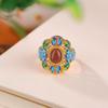 Anillo Yilu plata S925 plata esterlina chapado en oro Lapis Lázuli Rojo del Sur moda nacional esmalte mariposa Loto hueco superficie de huevo anillo