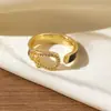 Anillo Abierto de Herradura con Goteo de Aceite de Lujo Ligero Microincrustado con Circonita, con un Toque de Alta Gama, Diseño Exquisito de Nicho, Anillo Ajustable Vintage