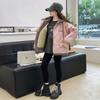 Jaqueta de Fleece para Meninas Outono e Inverno 2025 Novo Estilo Jaqueta Infantil Acolchoada de Algodão de Inverno Tops Duas Peças Falsas para Meninas