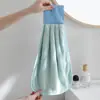 Toalha de Mão para Pendurar com Fita Mágica de Veludo Coral para Banheiro e Cozinha, Toalha de Mão Absorvente e de Secagem Rápida, Personalização Transfronteiriça
