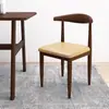 Respaldo Silla de Comedor Nórdica Simple Taburete de Estudio Escritorio Estudiante Estudio Dormitorio Hogar Imitación Madera Maciza Hierro Silla de Cuerno