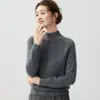 Suéter de cashmere com gola alta parcial para mulheres, espessado para outono e inverno, blusa de tricô de caimento solto, estilo casual, com uma base de cashmere em tricô trançado