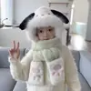 Conjunto de Tres Piezas de Gorro, Bufanda y Guantes para Niños Invierno Forro de Felpa Muy Grueso Gorro de una Pieza para Niñas Gorro a Prueba de Viento para Bebés Niños Padre-Hijo
