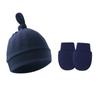 Comércio Exterior Primavera e Outono Fino Chapéu Fetal de Bebê Chapéu de Recém-nascido Conjunto de Chapéu de Pompom Amarrado para Bebê Chapéu de Camada Única e Luvas