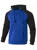 Nova Moletom com Capuz Masculino Estilo Europeu e Americano, Jaqueta Casual com Zíper High Street, Blusa Esportiva Fitness, Pulôver Color-Blocking