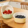 Cesta Escurridora de Plástico para Lavar Frutas y Verduras, Color Sólido Dibujo Animado Herramienta de Cocina Multifuncional para Uso Doméstico, Control de Agua, Unisex