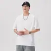 Camiseta de Algodão com Bordado de Ponte de Arco e Tecnologia de Resfriamento para Homens, Novo Estilo Verão 2026, Gola Redonda, Cor Sólida, Caimento Solto