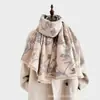 Bufanda jacquard de doble cara estilo japonés y coreano con pequeñas flores, imitación cachemir, versátil para otoño e invierno, chal cálido para mujer