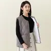 Chaleco interior cálido extra grande de forro polar engrosado para mujer chaleco exterior de algodón casual con cremallera de lana de cordero para mujer 2402