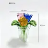 Zibo Glass Ramo de Rosas Hecho a Mano Combinación Flor Eterna de Vid Decoración de Escritorio Regalo para el Día de San Valentín