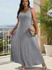 Comercio Exterior Transfronterizo Nuevo Estilo Africano Tallas Grandes Ropa para Mujer, Vestido de Tirantes Color Sólido Elegante y con Estilo, Vestido sin Mangas para Mujer