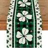 Bandeirinha de Mesa Popular da Amazon para o Dia de São Patrício Trevo da Sorte de Quatro Folhas Estampado Material de Linho Toalha de Mesa Decorativa para o Festival da Primavera