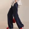Pantalones Rectos de Tencel Lyocell para Mujer Primavera y Verano Pantalones Casuales Pantalones Largos Cintura Elástica Cordón Holgados Versátiles Md5200