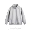 Sudadera con Capucha Retro Japonesa de Color Sólido con Media Cremallera y Cuello Alto para Hombre, Otoño, Holgada, para Pareja, Sencilla, Versátil, Casual
