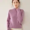 Suéter de Cachemir Nuevo Engrosado de Tres Hilos y Cinco Puntos para Mujer Otoño e Invierno Cuello Semi Alto Ropa Interior de Punto Suéter Holgado