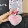 Lindo Conejo Rex Real Peluche Pequeño Corazón de Melocotón Llavero de Coche Colgante Lindo Bola de Felpa Corazón Mochila Escolar Colgante de Bolso Regalo