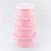 Lancheira redonda de silicone para forno de micro-ondas, caixa dobrável para preservação, lancheira portátil de plástico, tigela para preservação, atacado