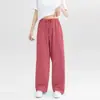 Pantalones Casuales Versátiles de Color Sólido de Venta Caliente Europea y Americana, Nuevos para Mujer 2026, Simples, Pierna Ancha, Cintura Elástica, Rectos