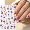 Nuevas pegatinas de arte para uñas transfronterizas ins flor morada lámina dorada patrón floral suave de plantas pegatinas para uñas adhesivas venta al por mayor