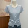 Suéter de Tricô com Gola Halter em V Estilo Desejo Puro Falso Duas Peças para Mulheres Verão Novo Slim Fit Camisa Básica Linda e Mais Fácil de Combinar Top