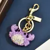 Venta Caliente Transfronteriza Llavero de Cangrejo Completo de Pedrería Colgante de Bolso de Lujo Ligero Forma Linda Adorno para Bolso
